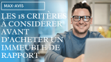 Les 18 critères à considérer avant d’acheter un immeuble de rapport